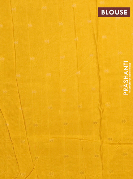 Semi mysore silk saree mustard yellow with plain body and temple design zari woven border