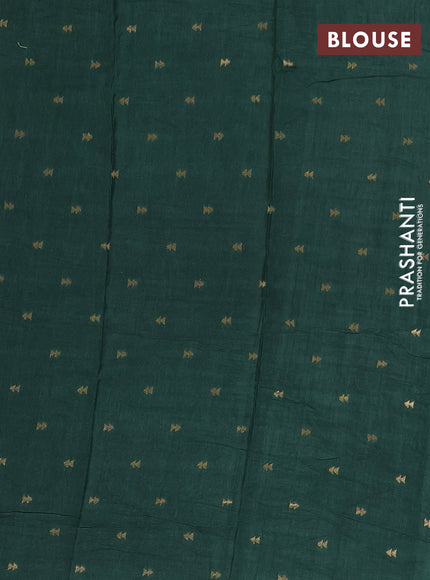 Semi mysore silk saree green with plain body and temple design zari woven border