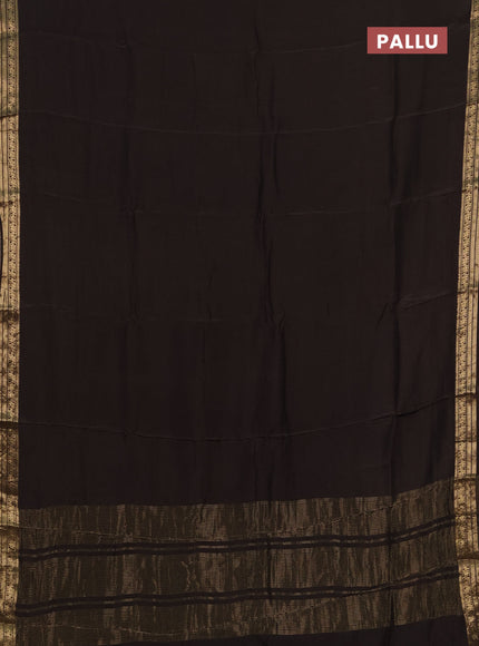 Semi mysore silk saree coffee brown with plain body and temple design zari woven border