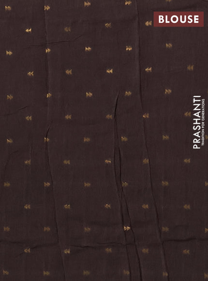 Semi mysore silk saree coffee brown with plain body and temple design zari woven border