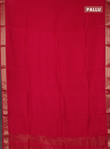 Semi mysore silk saree pink with plain body and temple design zari woven border