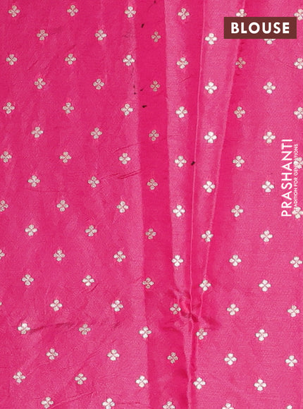 Semi mysore silk saree pink with plain body and temple design zari woven border