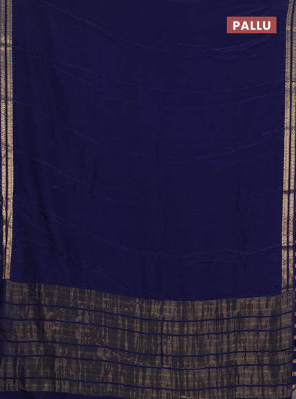 Semi mysore silk saree navy blue with plain body and zari woven border