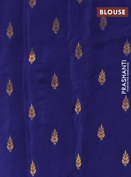 Semi mysore silk saree navy blue with plain body and zari woven border