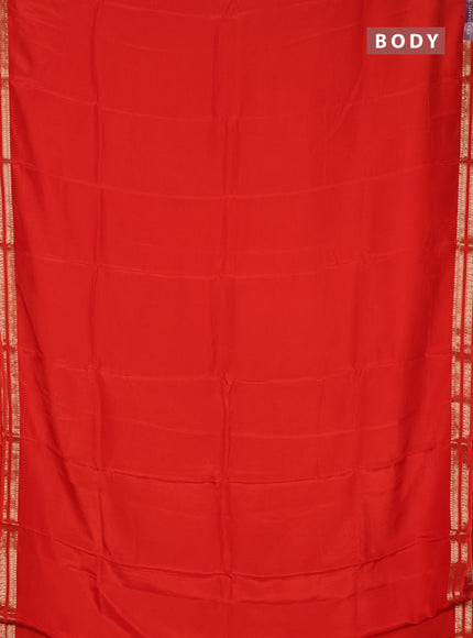 Semi mysore silk saree orange with plain body and zari woven border