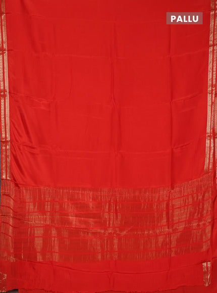 Semi mysore silk saree orange with plain body and zari woven border
