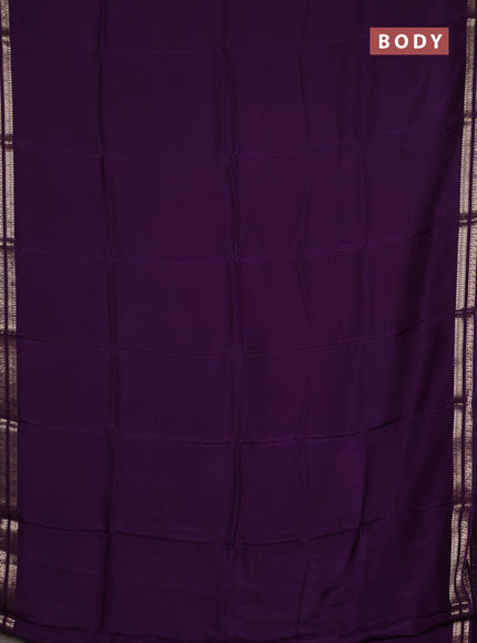 Semi mysore silk saree purple with plain body and zari woven border