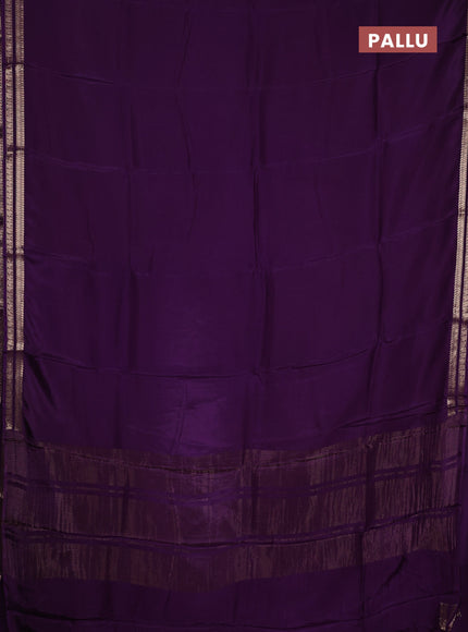 Semi mysore silk saree purple with plain body and zari woven border