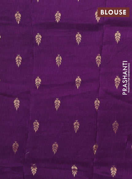 Semi mysore silk saree purple with plain body and zari woven border
