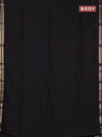 Semi mysore silk saree black with plain body and zari woven border