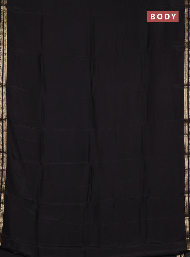 Semi mysore silk saree black with plain body and zari woven border