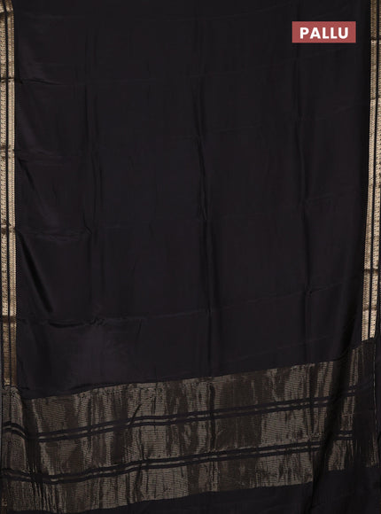 Semi mysore silk saree black with plain body and zari woven border