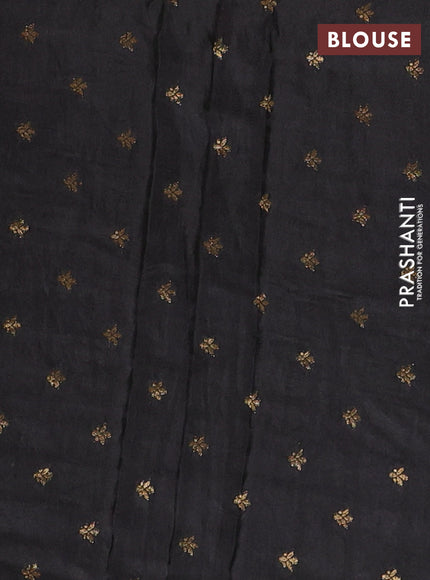 Semi mysore silk saree black with plain body and zari woven border