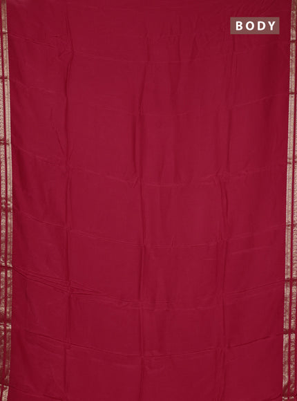 Semi mysore silk saree red with plain body and zari woven border