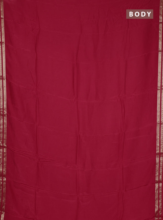 Semi mysore silk saree red with plain body and zari woven border