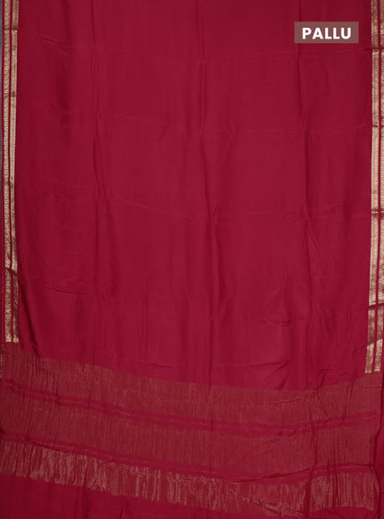 Semi mysore silk saree red with plain body and zari woven border