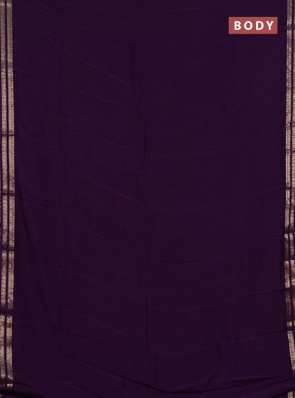 Semi mysore silk saree violet with plain body and zari woven border