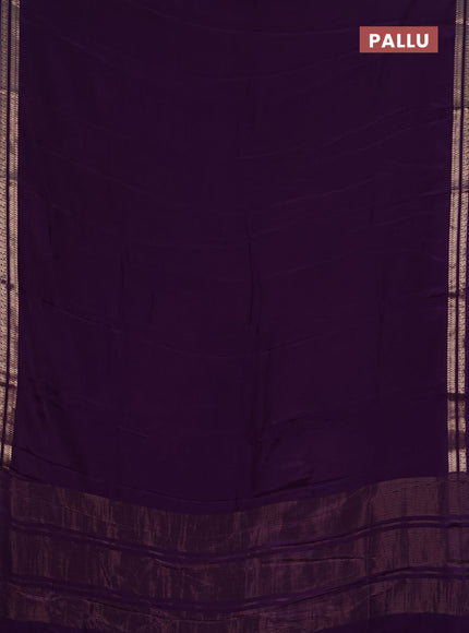 Semi mysore silk saree violet with plain body and zari woven border
