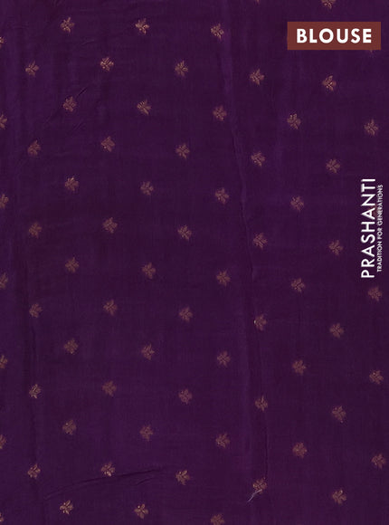 Semi mysore silk saree violet with plain body and zari woven border