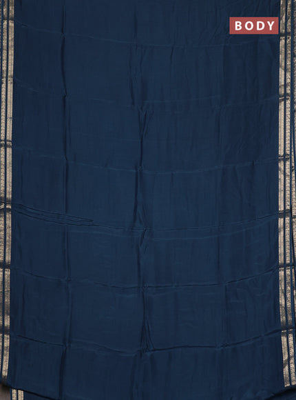 Semi mysore silk saree peacock blue with plain body and zari woven border