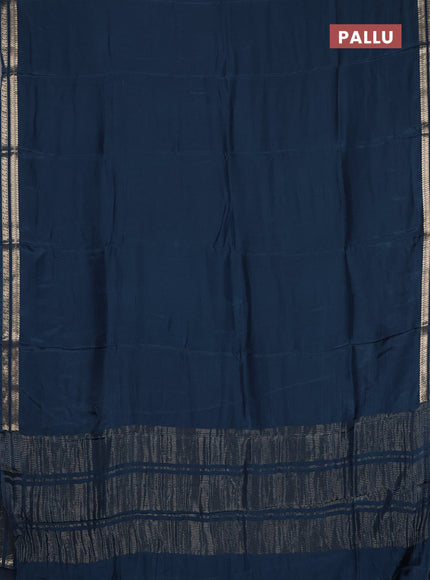 Semi mysore silk saree peacock blue with plain body and zari woven border