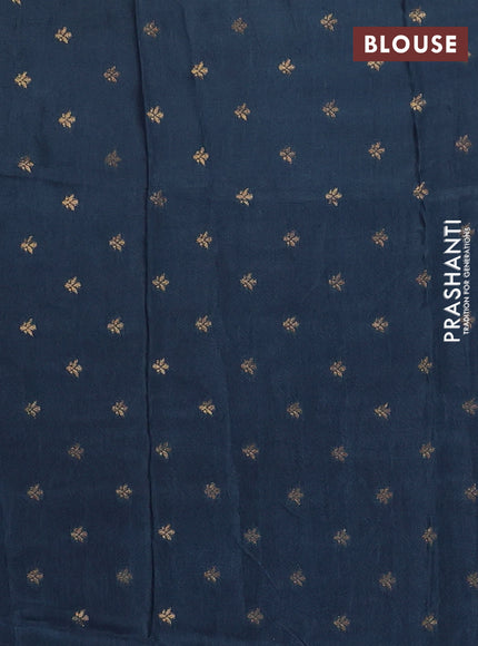 Semi mysore silk saree peacock blue with plain body and zari woven border