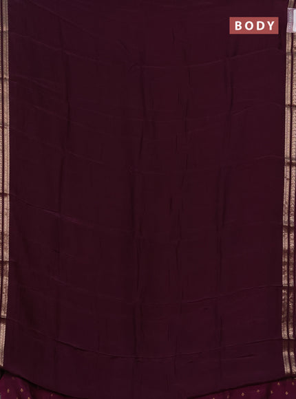 Semi mysore silk saree wine shade with plain body and zari woven border