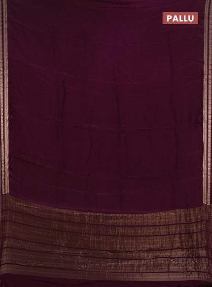 Semi mysore silk saree wine shade with plain body and zari woven border