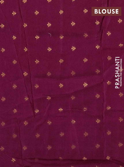 Semi mysore silk saree wine shade with plain body and zari woven border