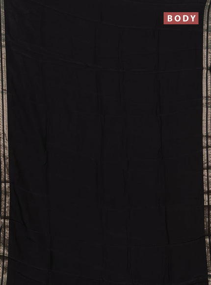 Semi mysore silk saree black with plain body and zari woven border