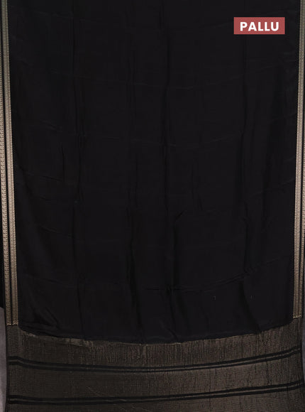Semi mysore silk saree black with plain body and zari woven border