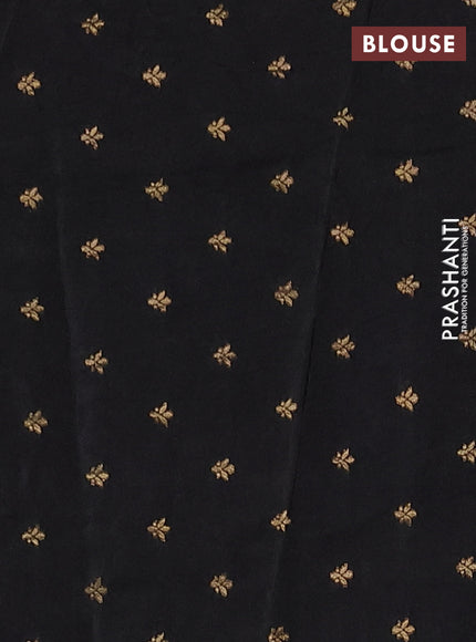Semi mysore silk saree black with plain body and zari woven border
