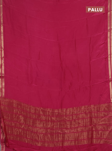 Semi mysore silk saree onion pink with plain body and zari woven border