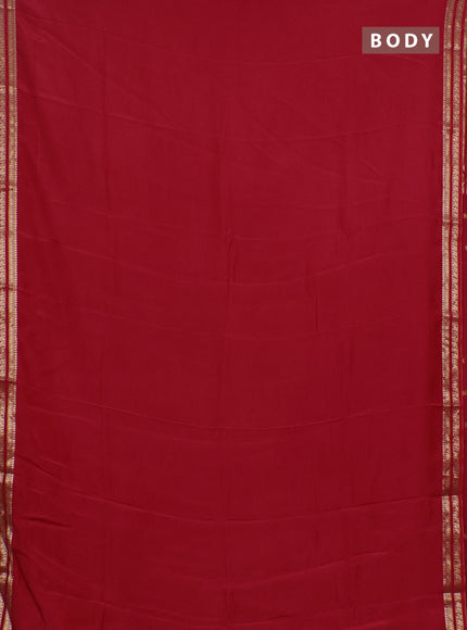 Semi mysore silk saree red with plain body and zari woven border