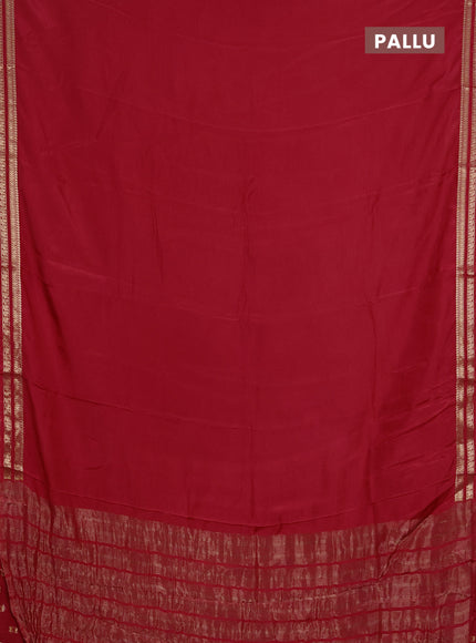 Semi mysore silk saree red with plain body and zari woven border