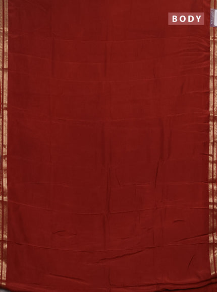 Semi mysore silk saree rust shade with plain body and zari woven border