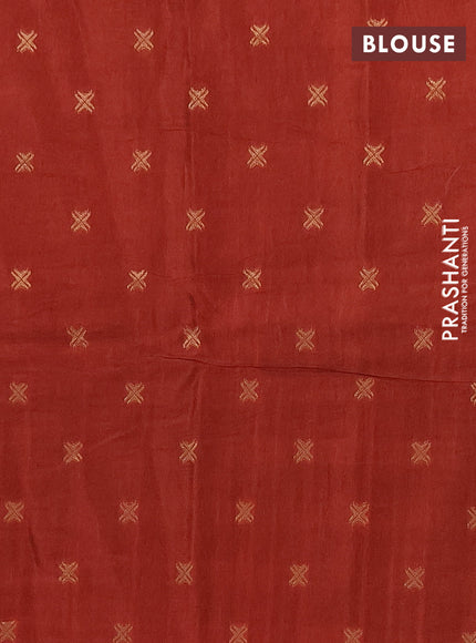 Semi mysore silk saree rust shade with plain body and zari woven border