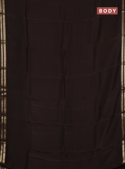 Semi mysore silk saree coffee brown with plain body and zari woven border