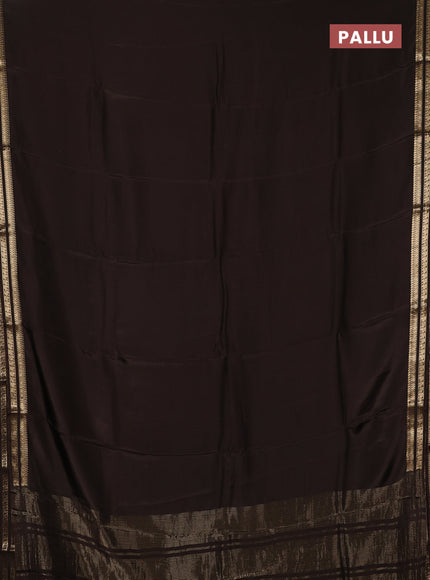 Semi mysore silk saree coffee brown with plain body and zari woven border
