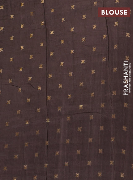 Semi mysore silk saree coffee brown with plain body and zari woven border