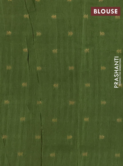 Semi mysore silk saree mehendi green with plain body and zari woven border