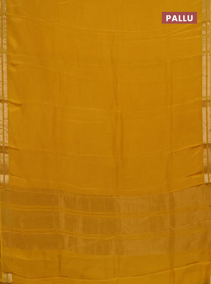 Semi mysore silk saree yellow with plain body and zari woven border