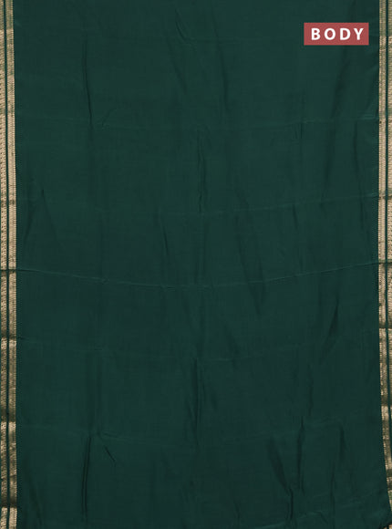Semi mysore silk saree bottle green with plain body and zari woven border