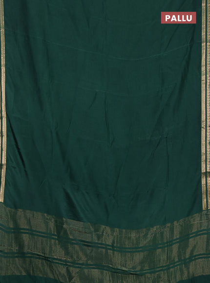 Semi mysore silk saree bottle green with plain body and zari woven border