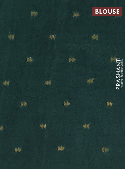 Semi mysore silk saree bottle green with plain body and zari woven border