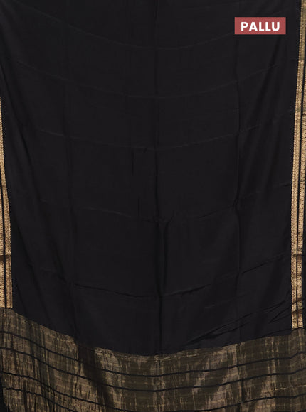 Semi mysore silk saree black with plain body and zari woven border