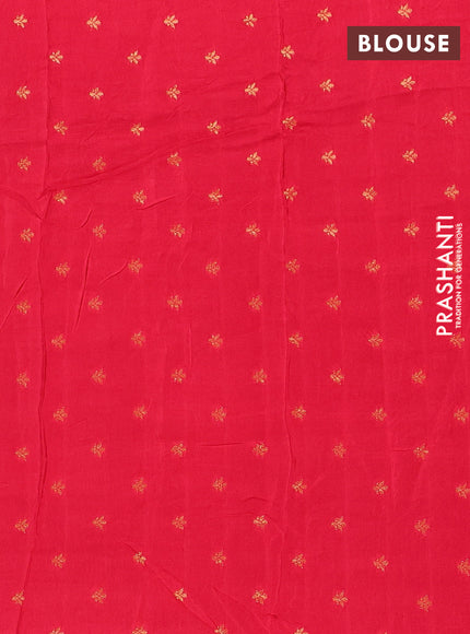 Semi mysore silk saree red with plain body and zari woven simple border