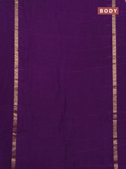 Semi mysore silk saree violet with plain body and zari woven simple border