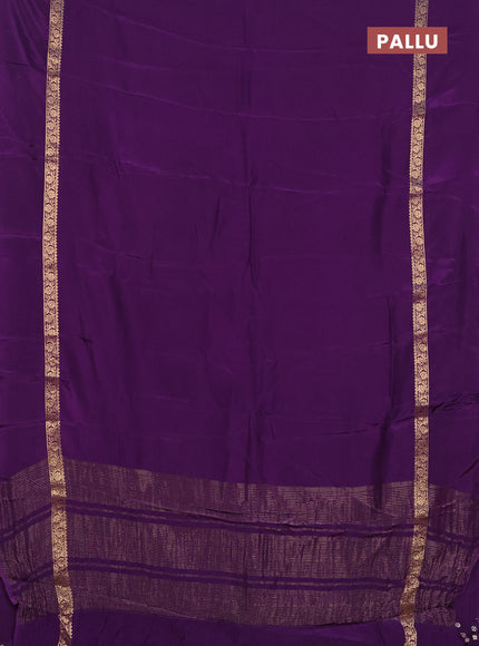 Semi mysore silk saree violet with plain body and zari woven simple border