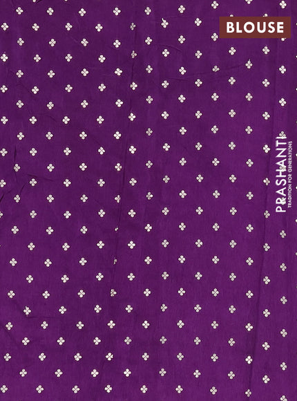 Semi mysore silk saree violet with plain body and zari woven simple border